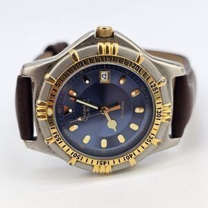 Caravelle Bulova Men's Watch 38MM Blue Dial Date New Brown Leather Bands Battery